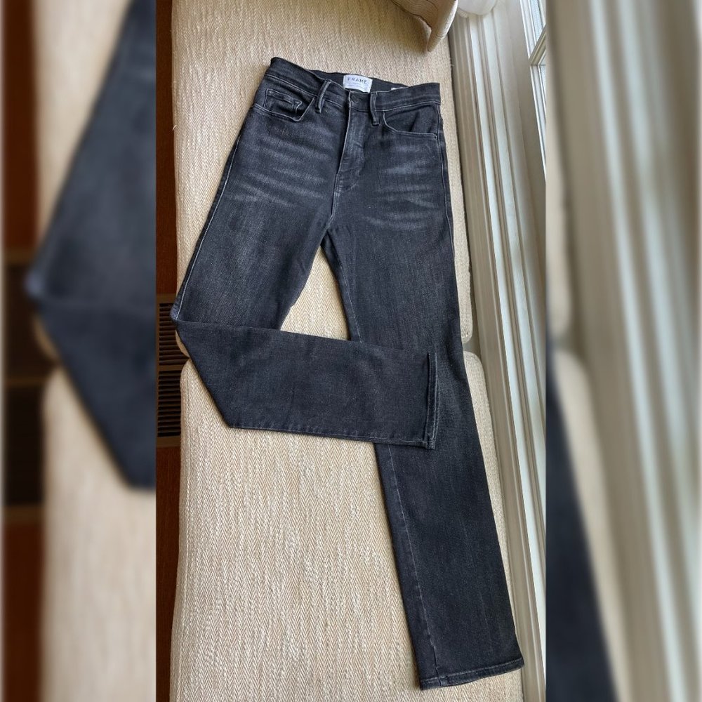 NWT FRAME Le Sylvie Slender Straight Heritage Gray Size 25